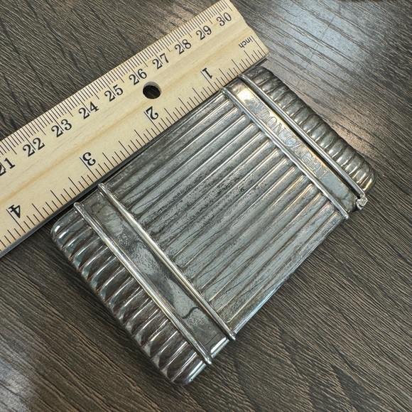 925 Sterling silver Christofle Paris vintage ribbed solid card holder - Picture 4 of 15